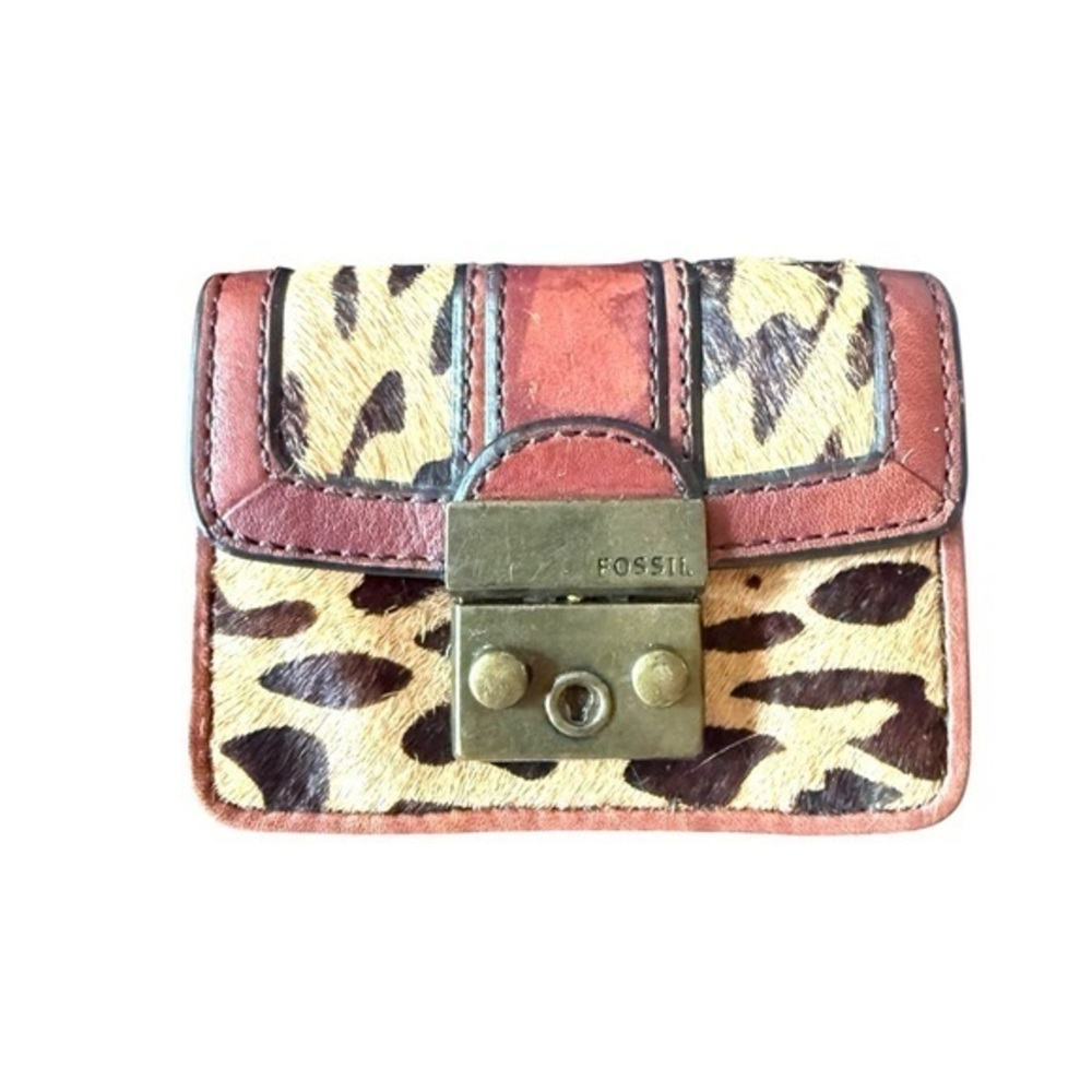 Fossil leopard calf hair small wallet